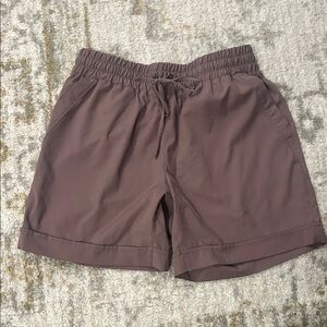 Mondetta Women’s High Waisted Drawstring Brown Athletic Shorts